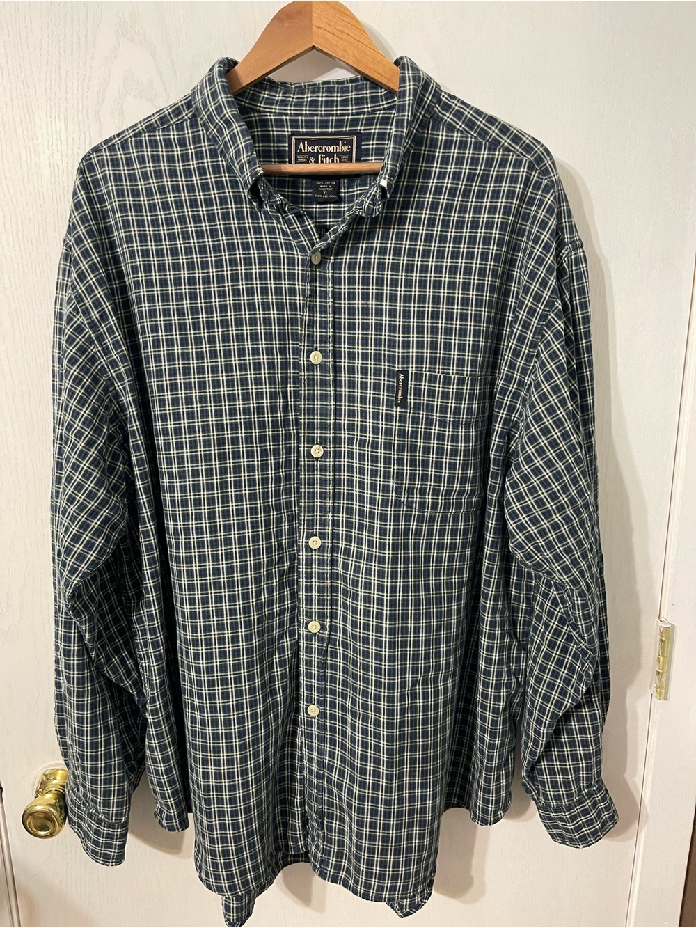 Abercrombie & Fitch Blue and White Plaid Button-Down Shirt